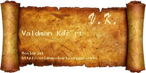 Valdman Kürt névjegykártya